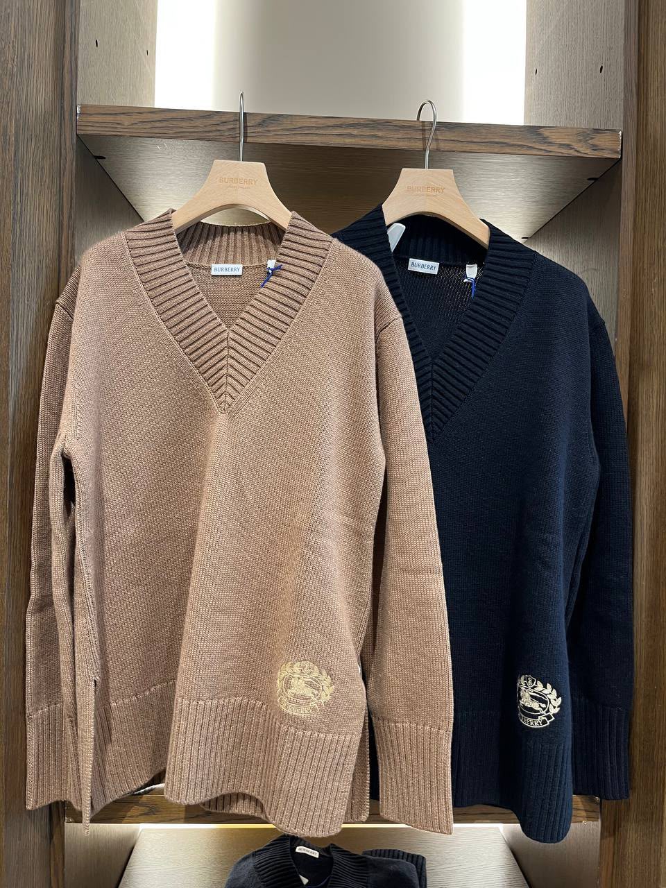 V-Neck Knit Sweater with Side Slits