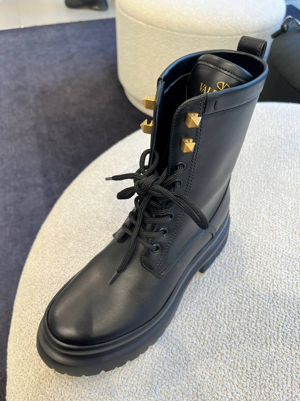 Garavani Rockstud Calfskin Combat Boot
