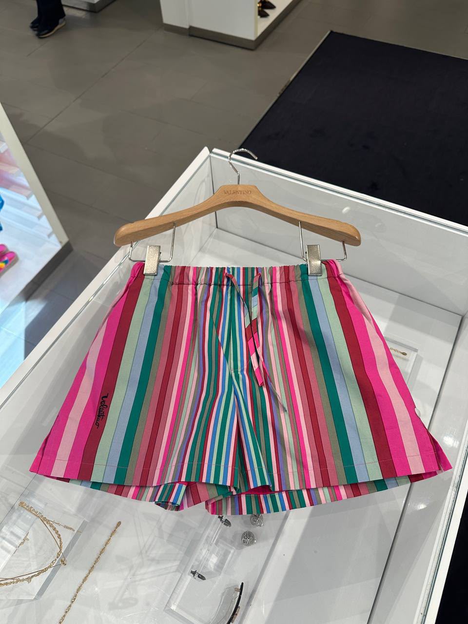 Multicolor Striped Cotton Shorts