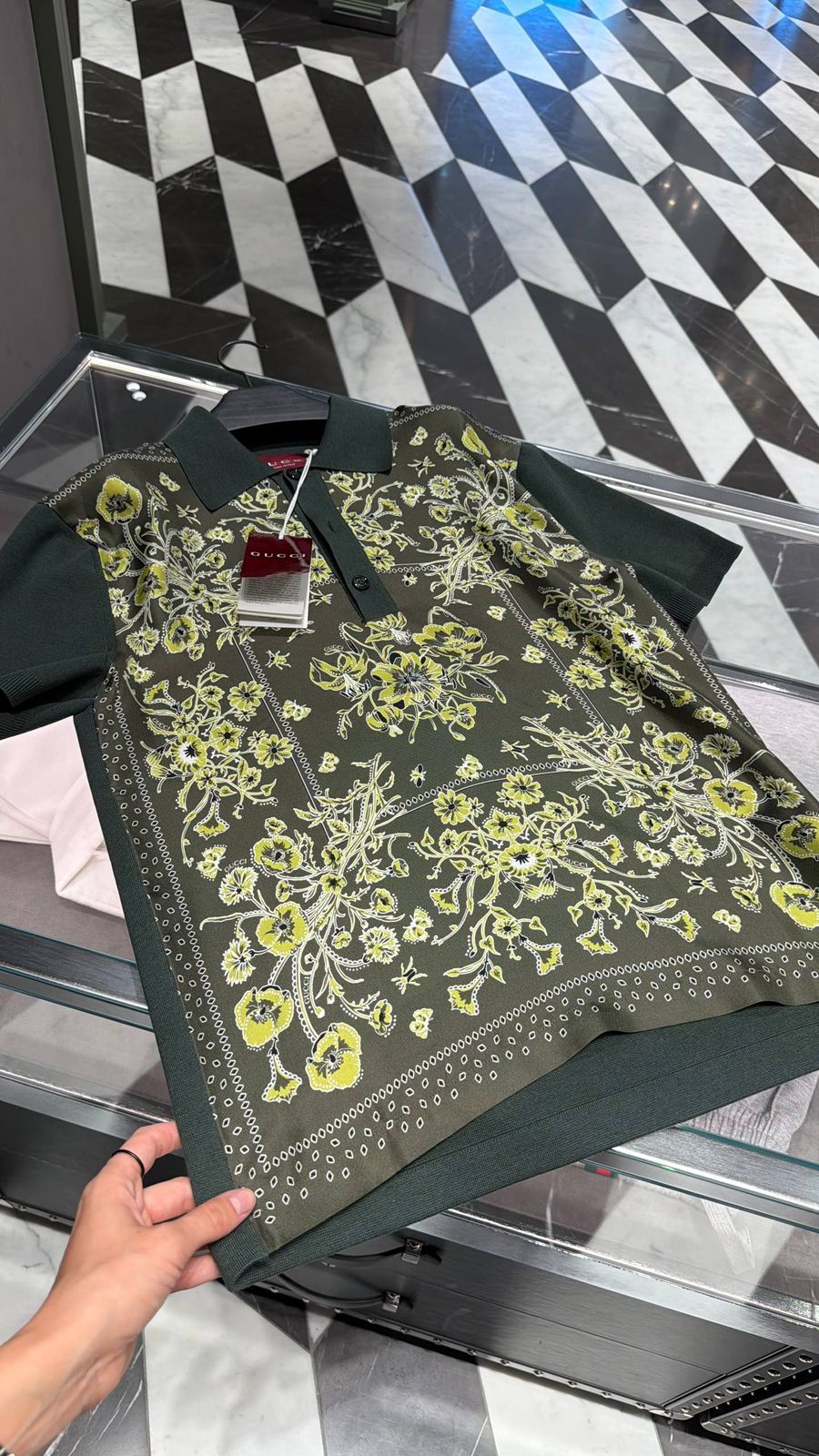 Floral Print Silk Polo Shirt