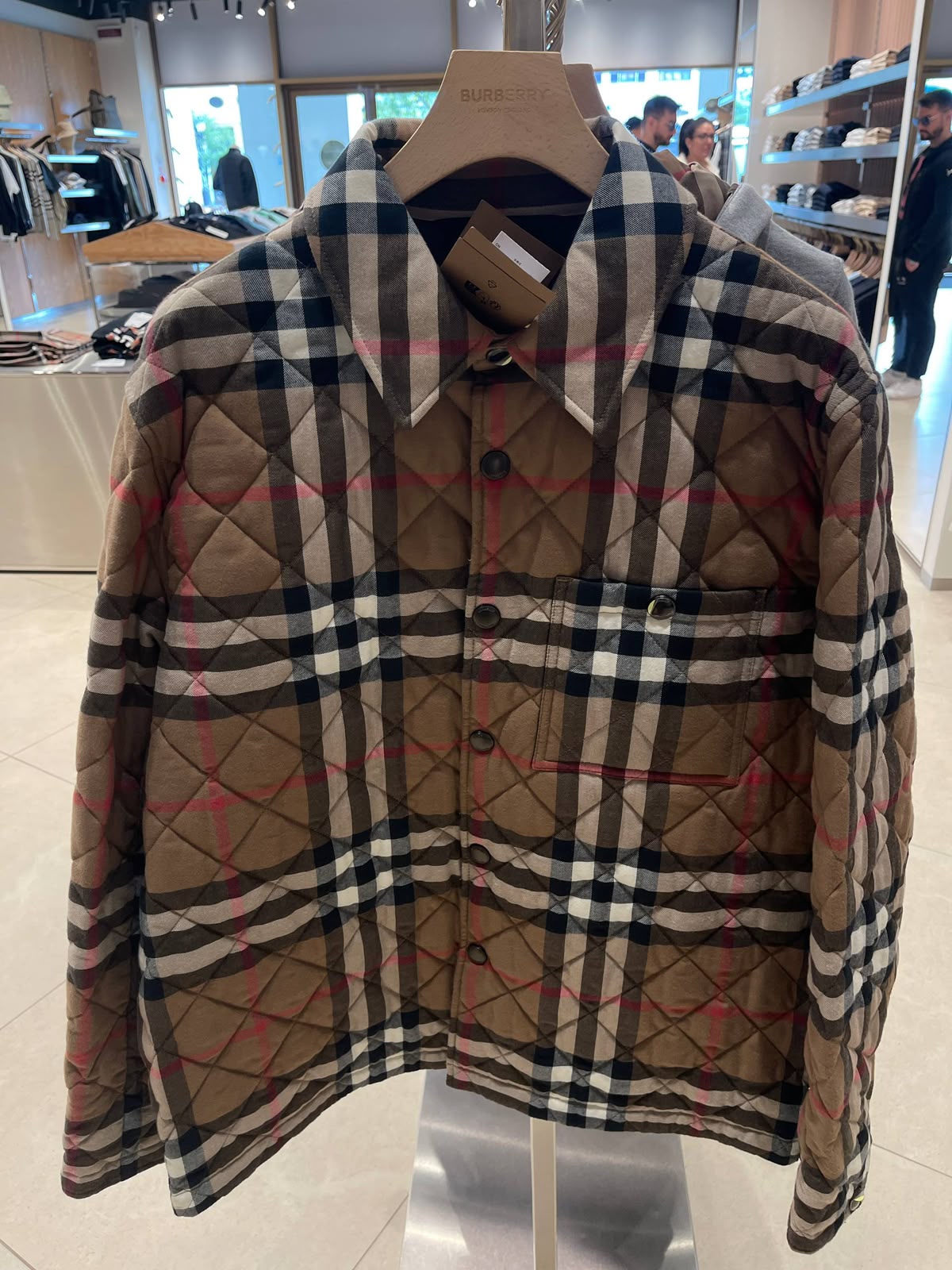 Check Quilted Cotton Shirt Jacket