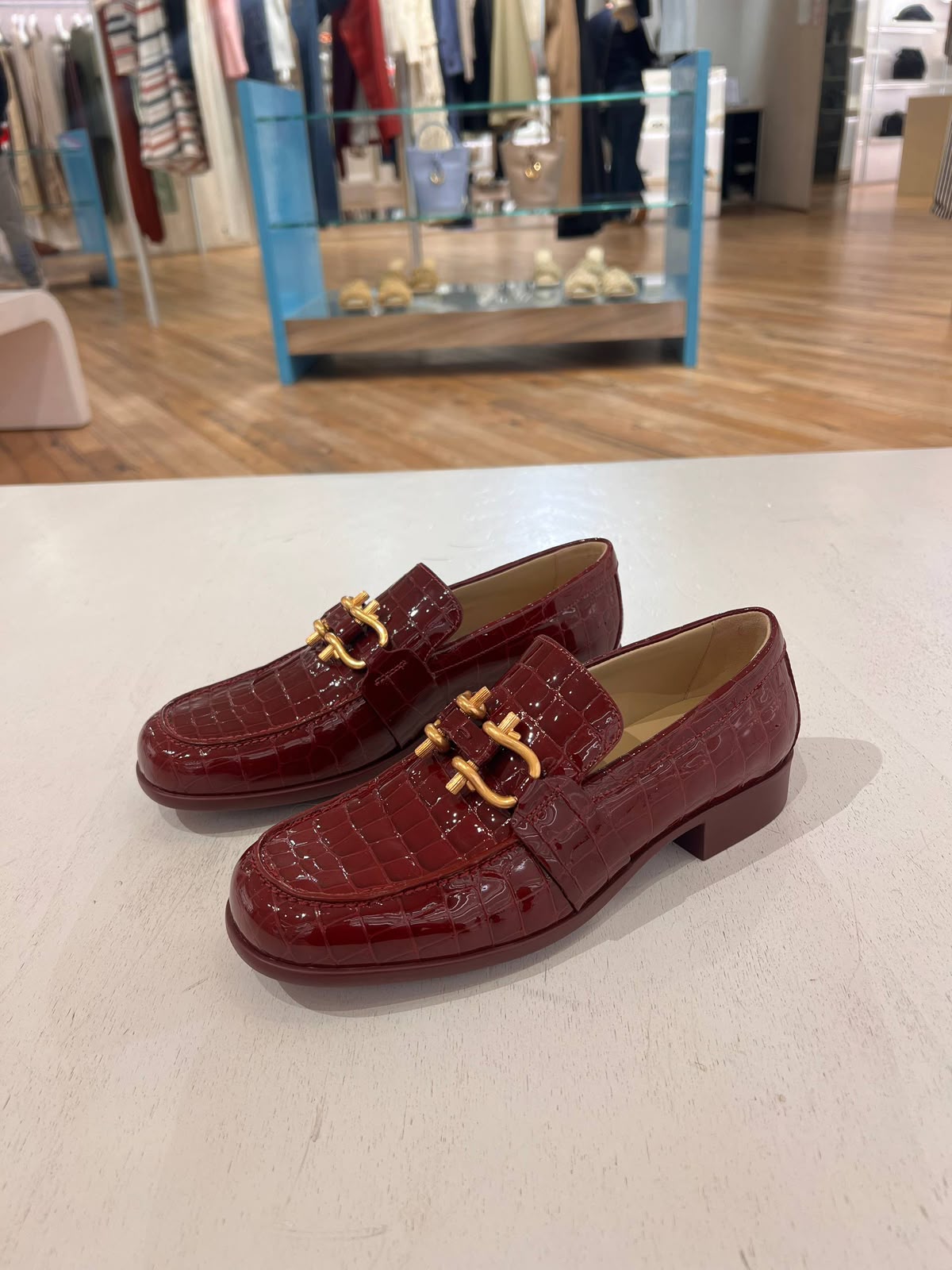 Kate Loafer in Croc-Embossed Patent Leather
