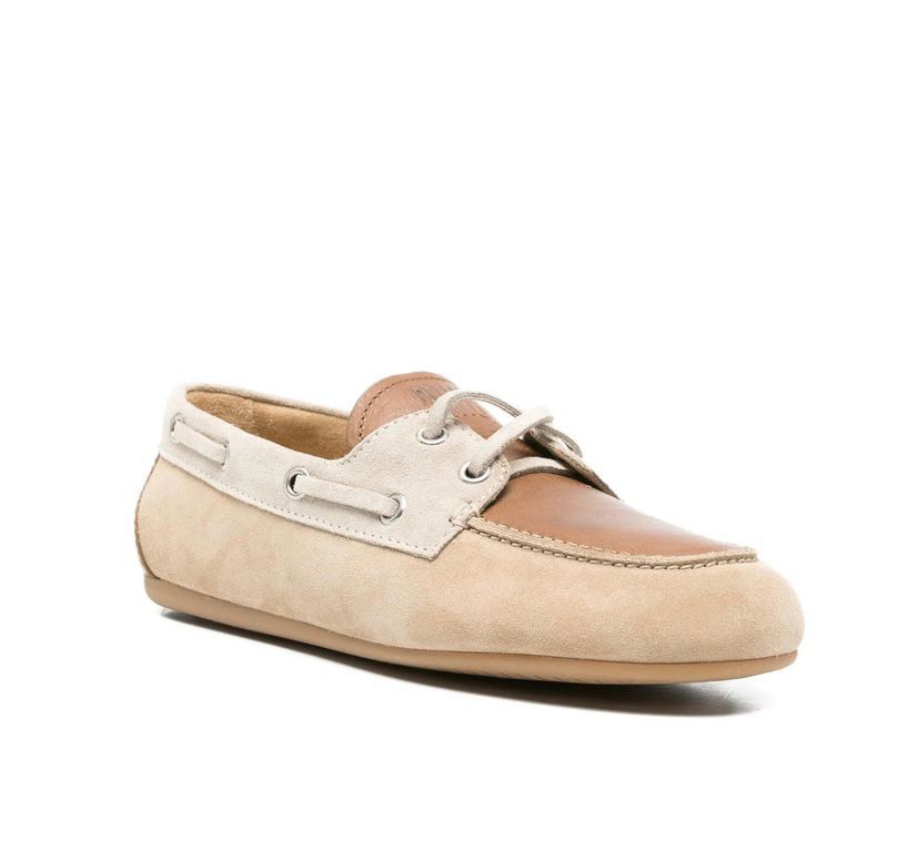 Two-Tone Suede and Leather Boat Shoes