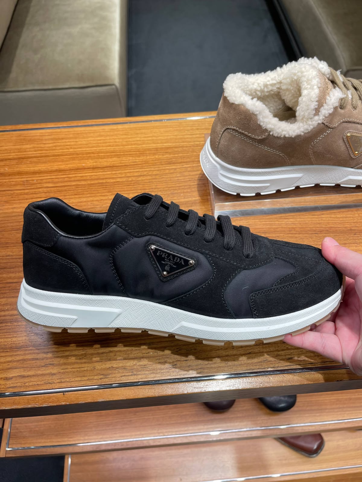 Nylon and Suede Sneakers