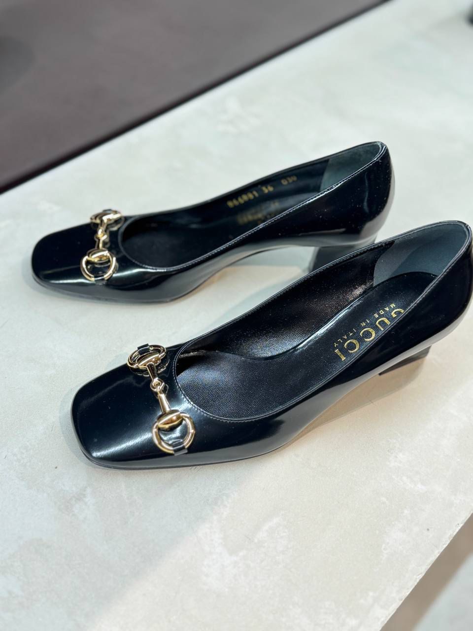 Horsebit Patent Leather Mid-Heel Pump