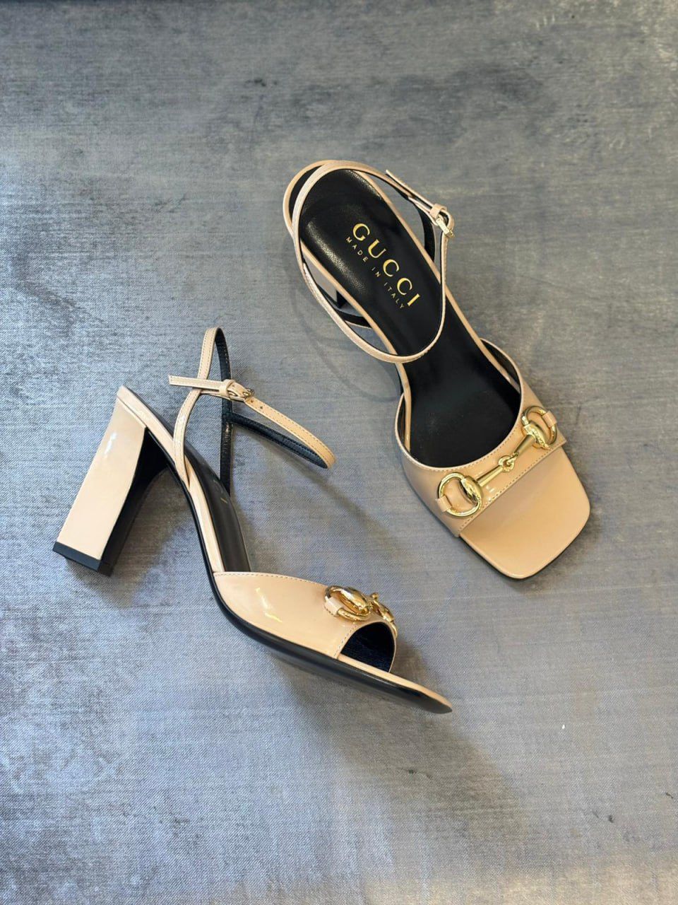 Horsebit Patent Leather Mid-Heel Sandal