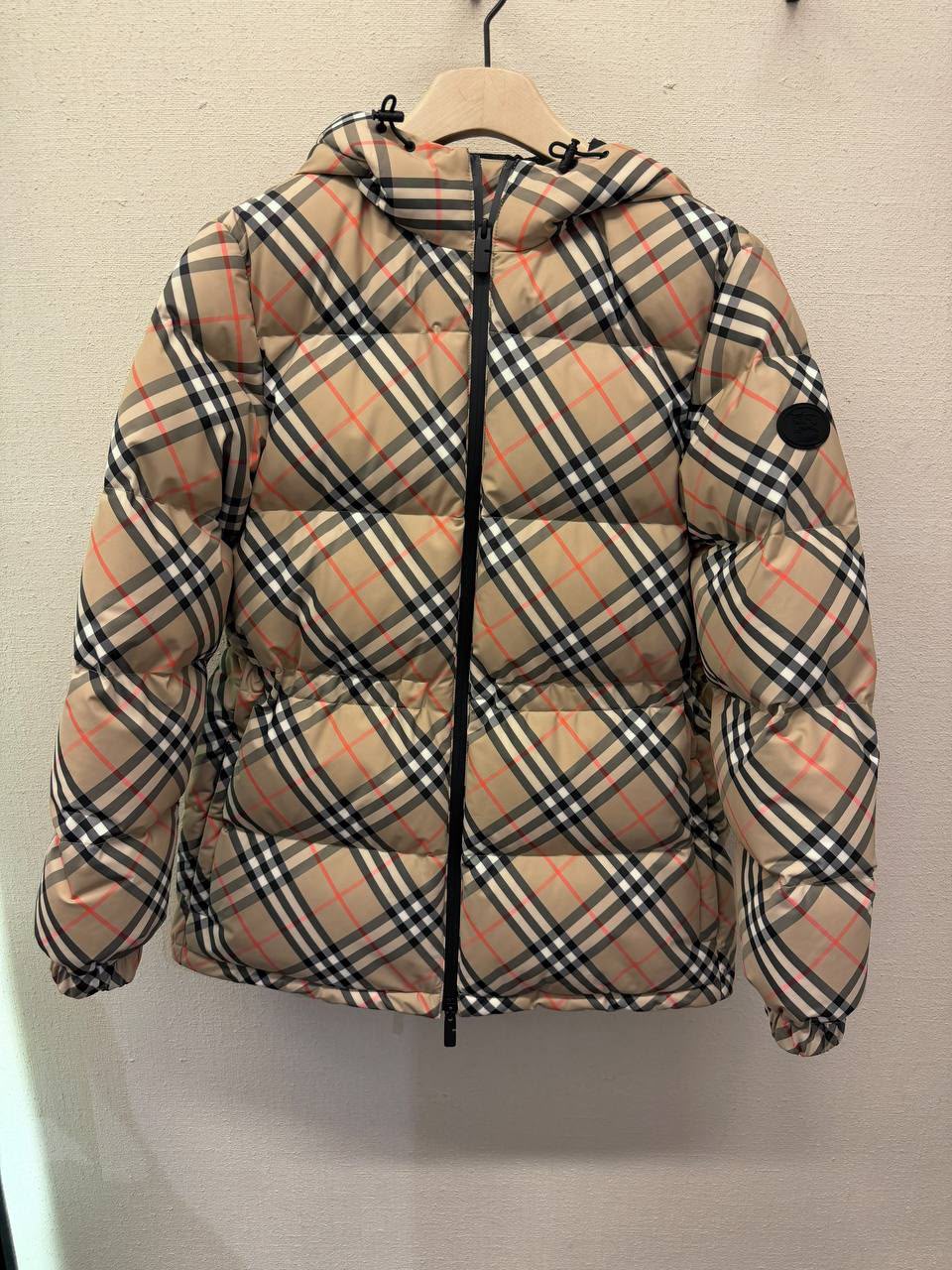Check Down-Filled Hooded Puffer Jacket