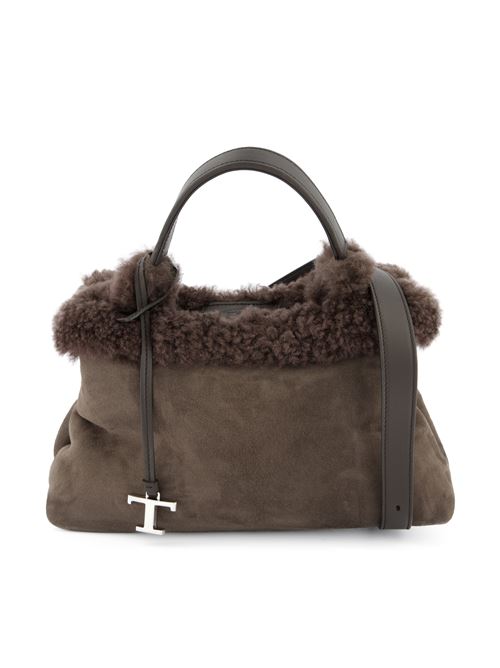T Timeless Shearling and Suede Tote Bag