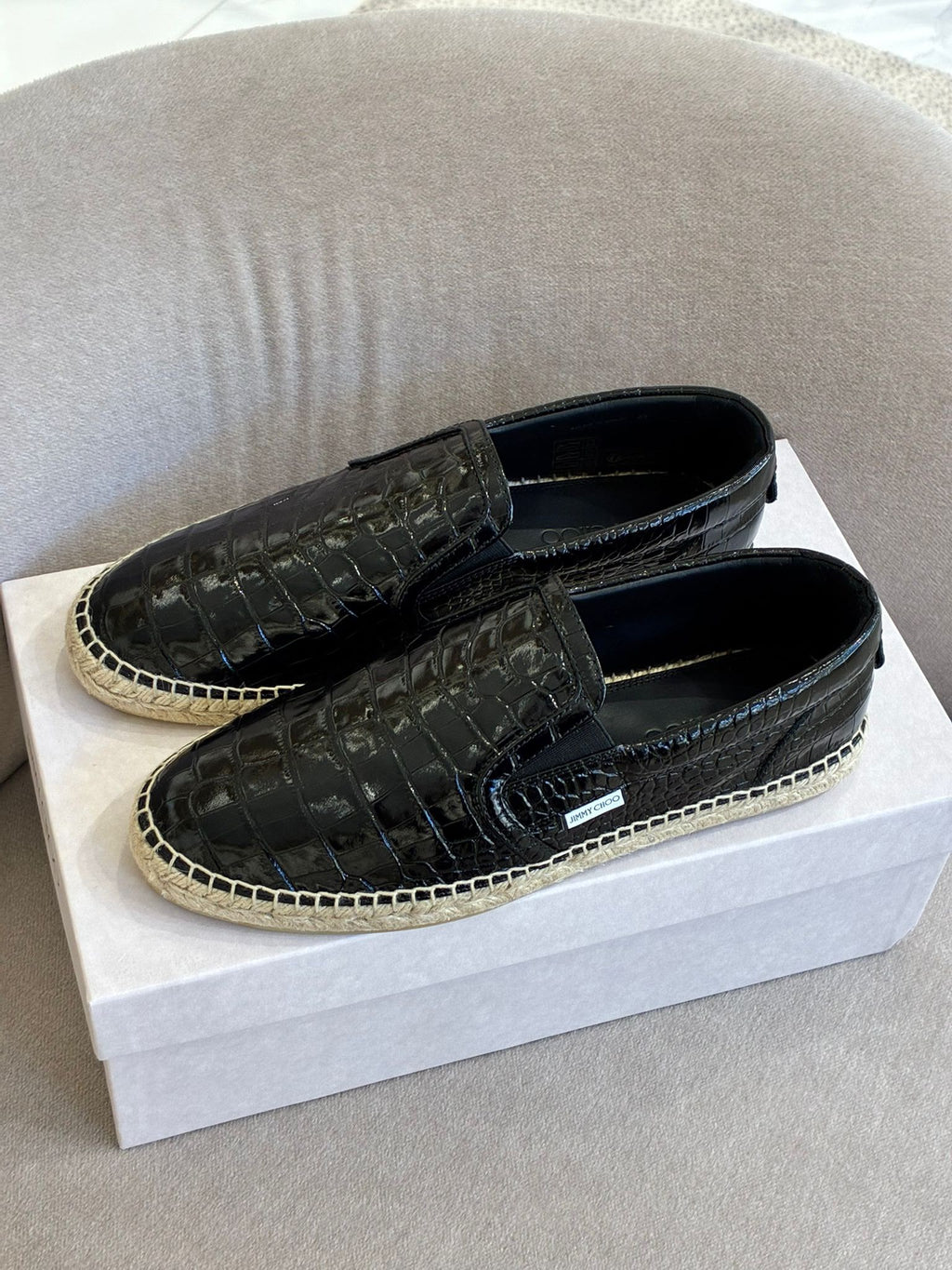 Vlad Croc-Embossed Leather Espadrilles