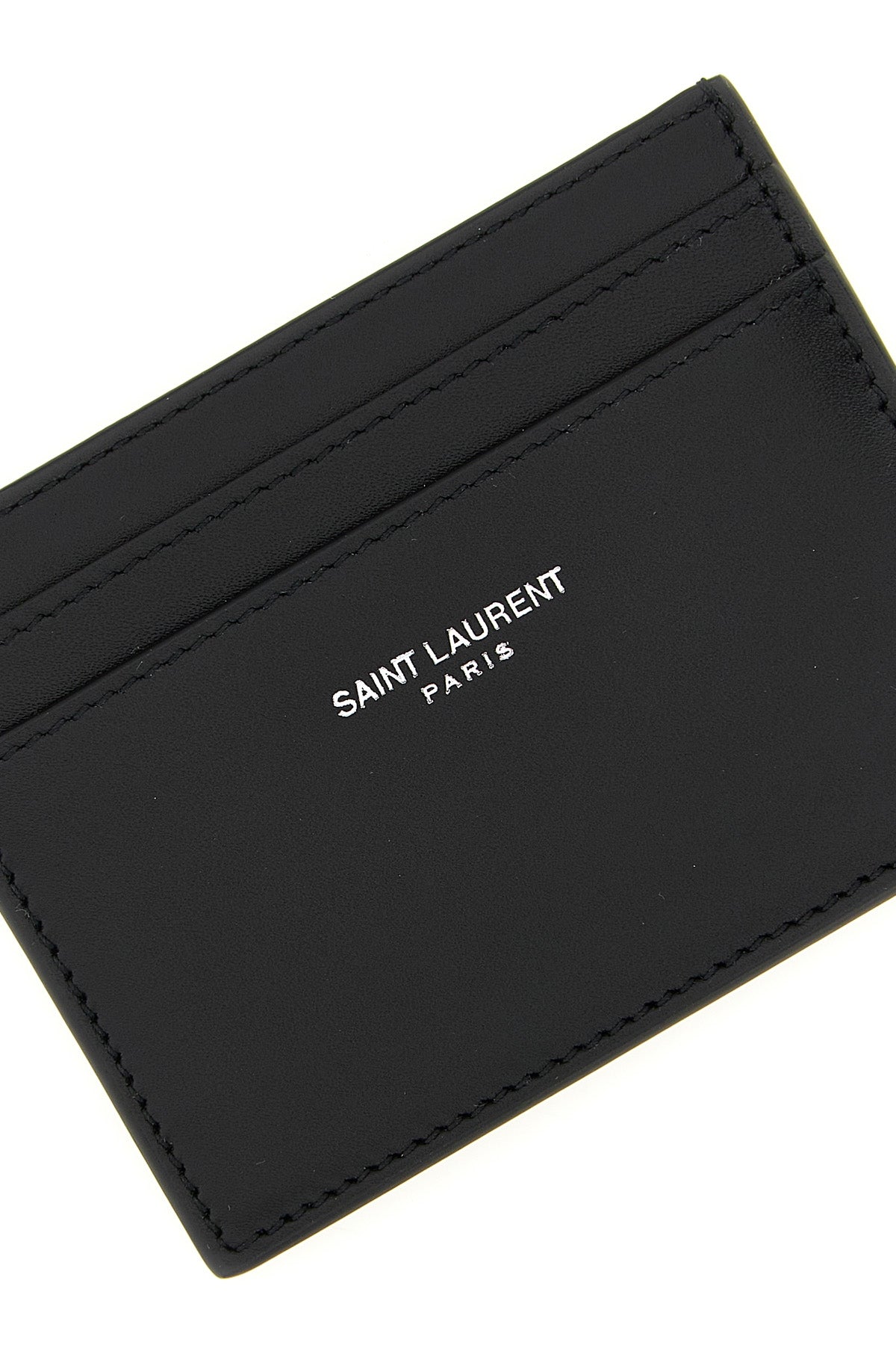 SAINT LAURENT Logo card holder For Men 100% calf leather
