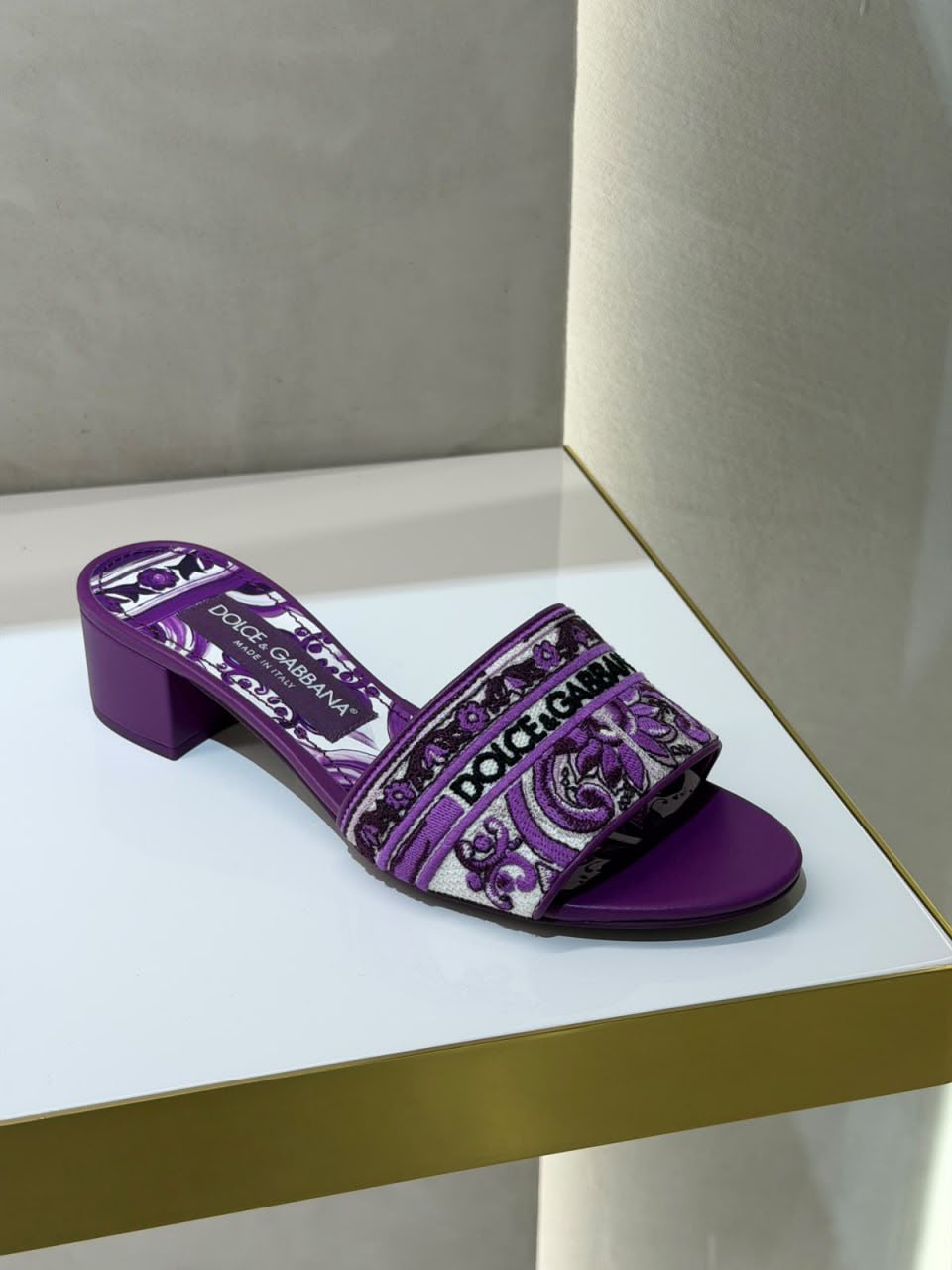 DG Logo Slide Sandals in Printed Fabric