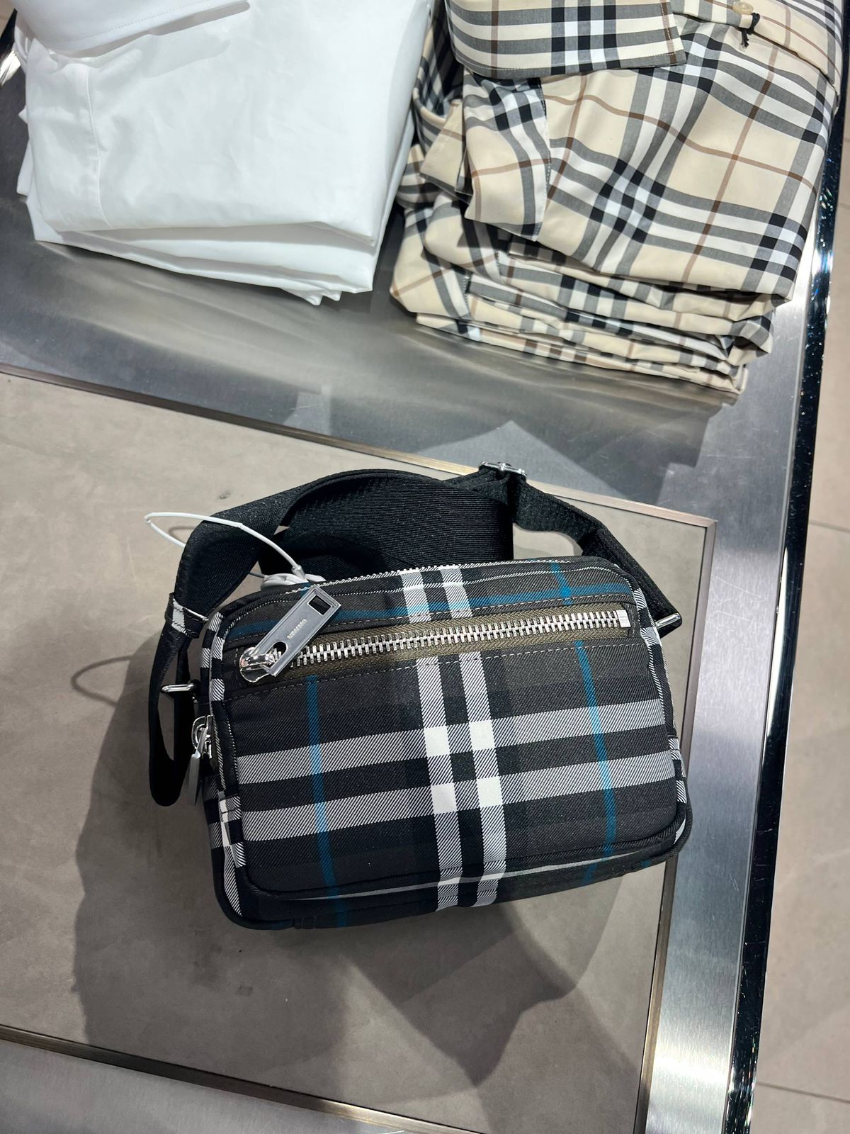 Check Nylon Crossbody Bag