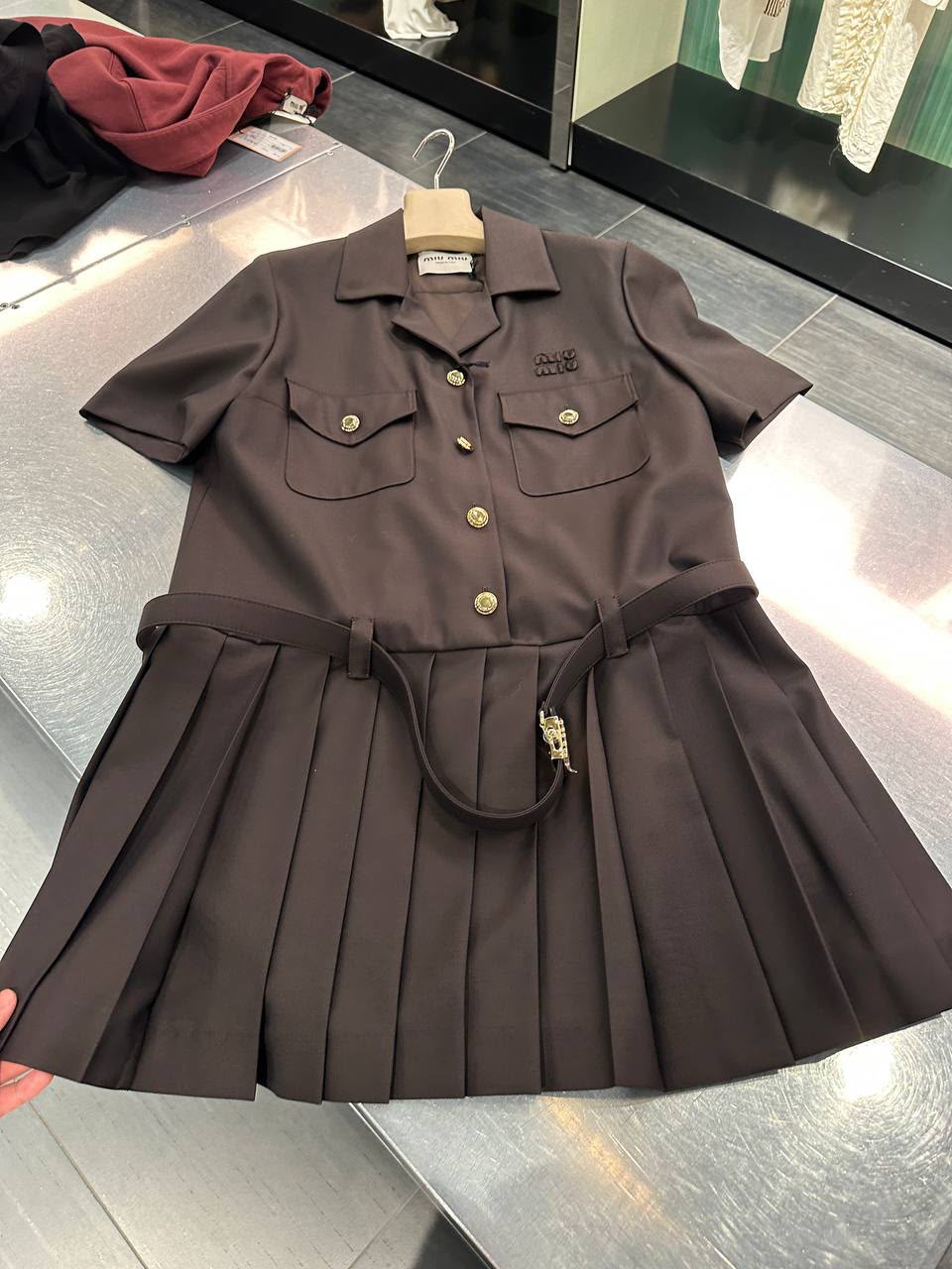 Pleated wool dress