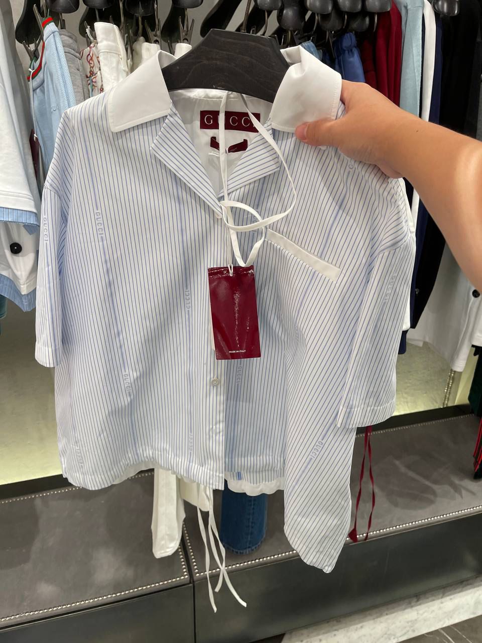 Striped Cotton Shirt with Logo
