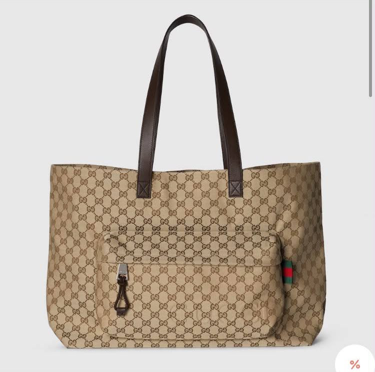 GG Canvas Tote Bag with Front Pocket
