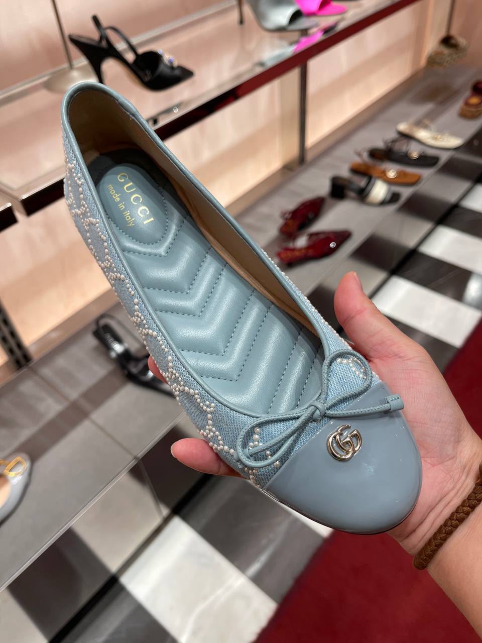 GG Marmont ballet flat with pearls