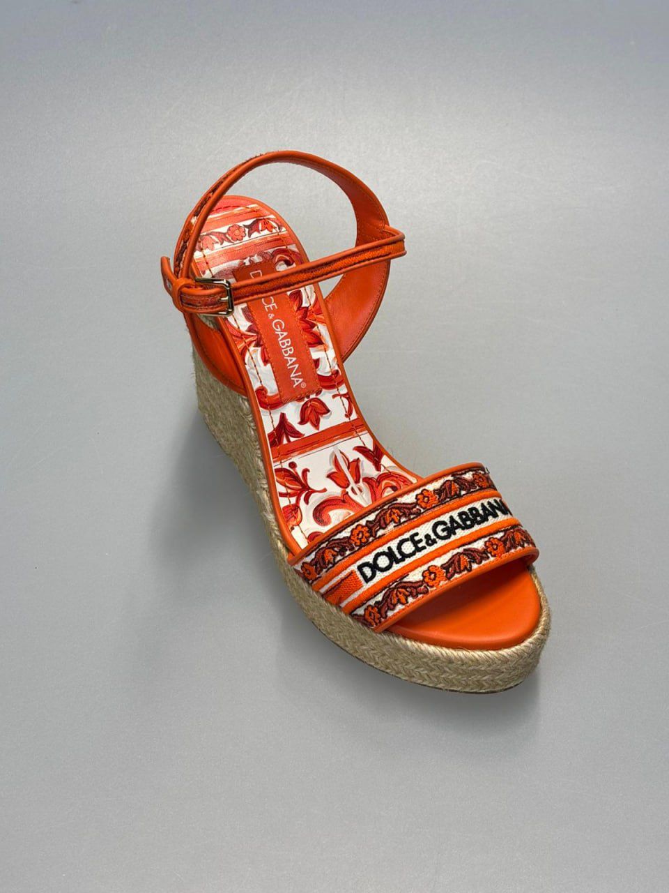 Majolica-print wedge espadrilles