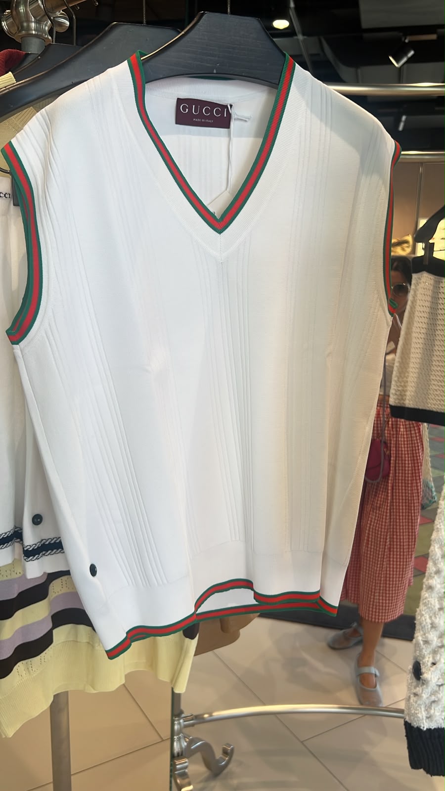 Web Trim V-Neck Knit Vest