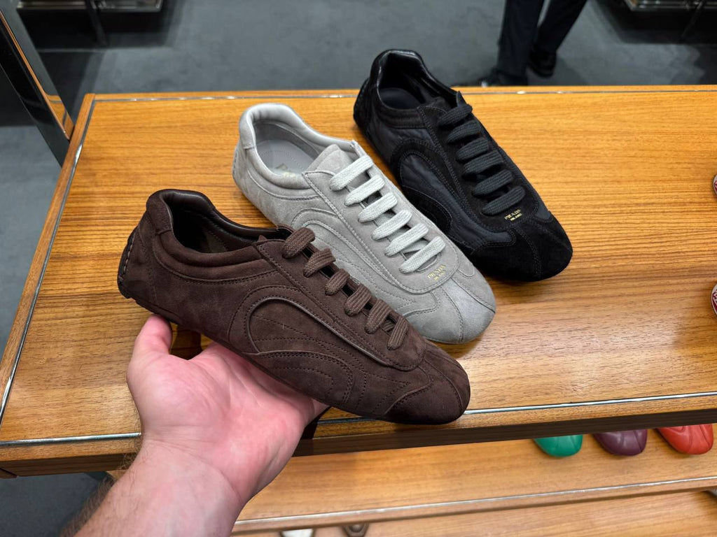 Suede and Technical Fabric Sneakers