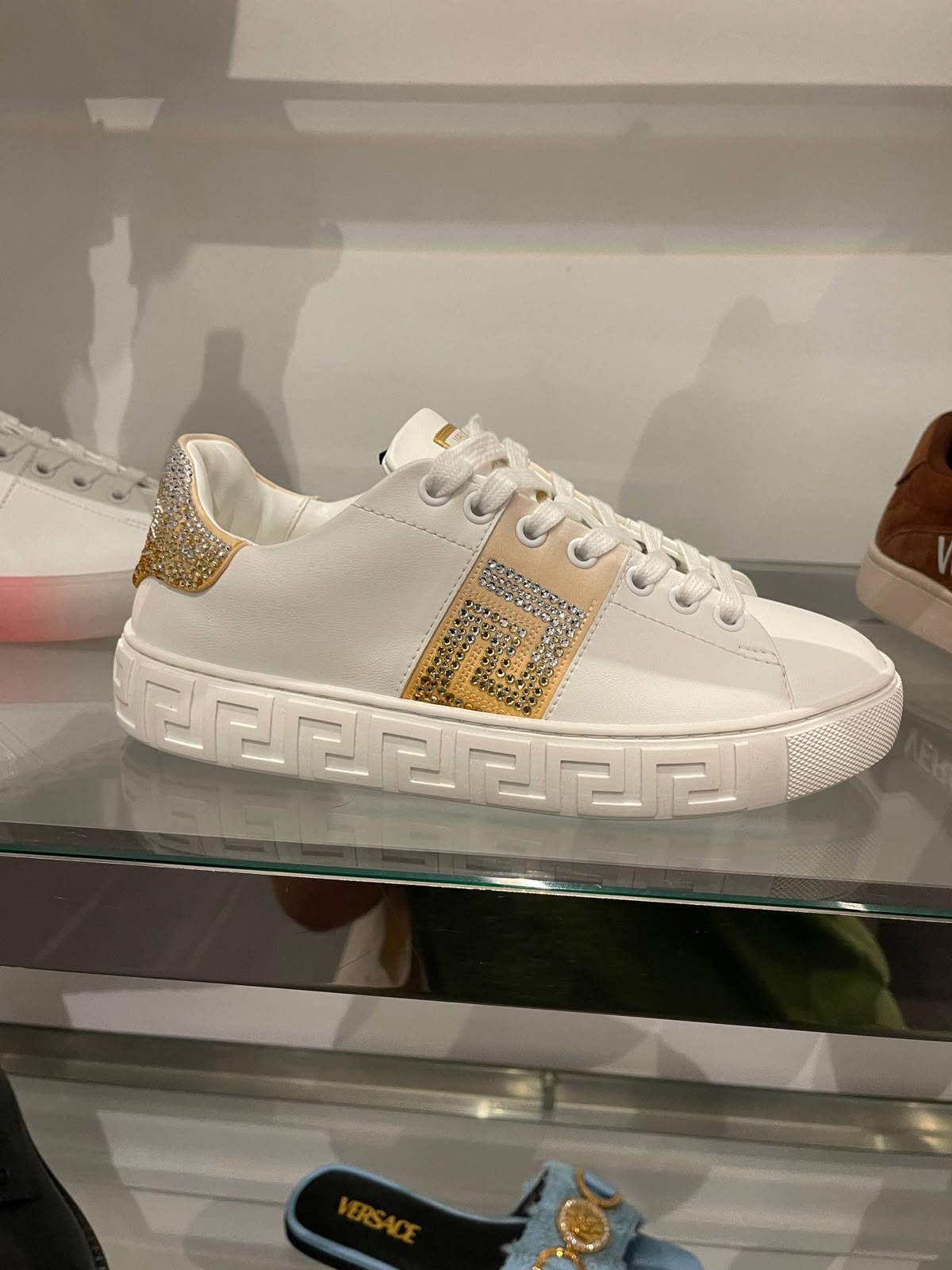 Greca Crystal Embellished Sneakers
