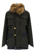 Wool coat with fur insert