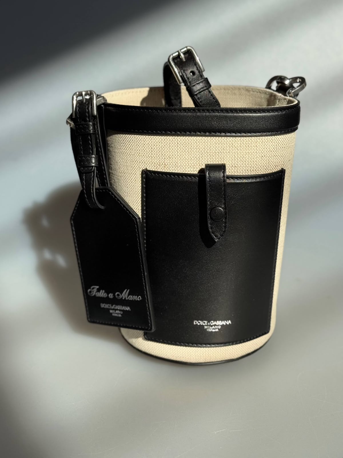 Canvas and Leather Bucket Bag