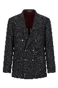 Double-breasted denim blazer