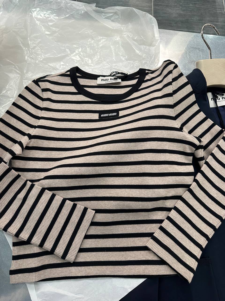 Striped Ribbed Knit Sweater