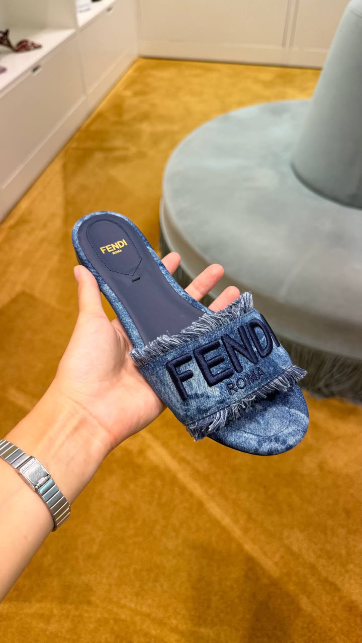 Roma Denim Slides