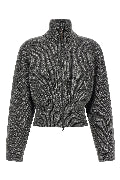 Ribbed cardigan with leather detail