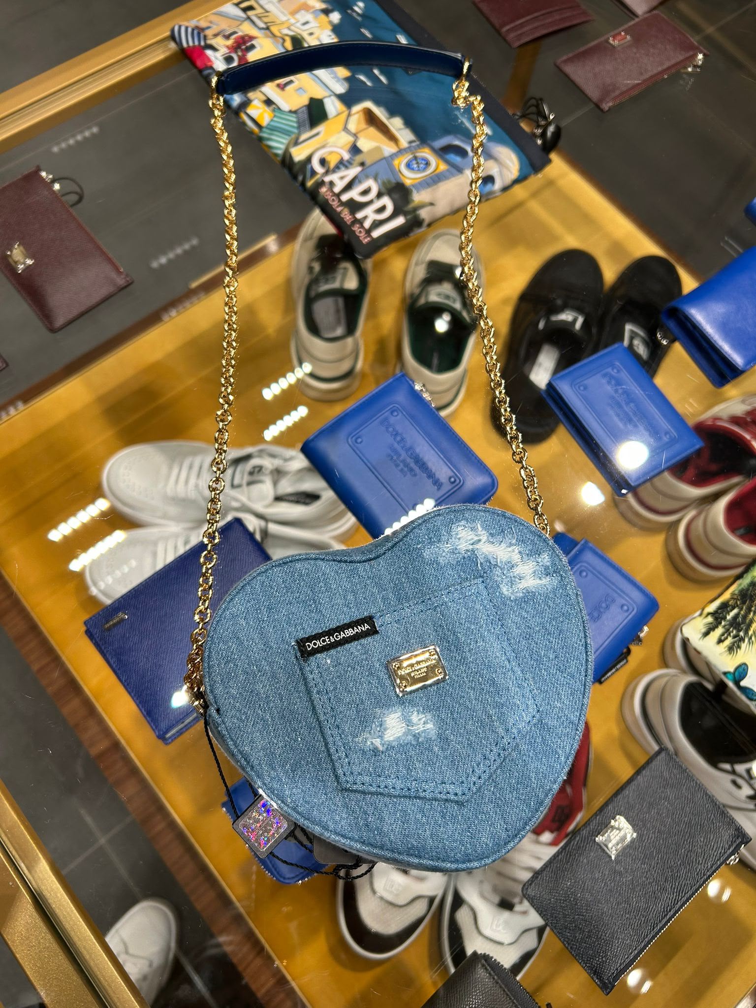 Heart-shaped denim bag