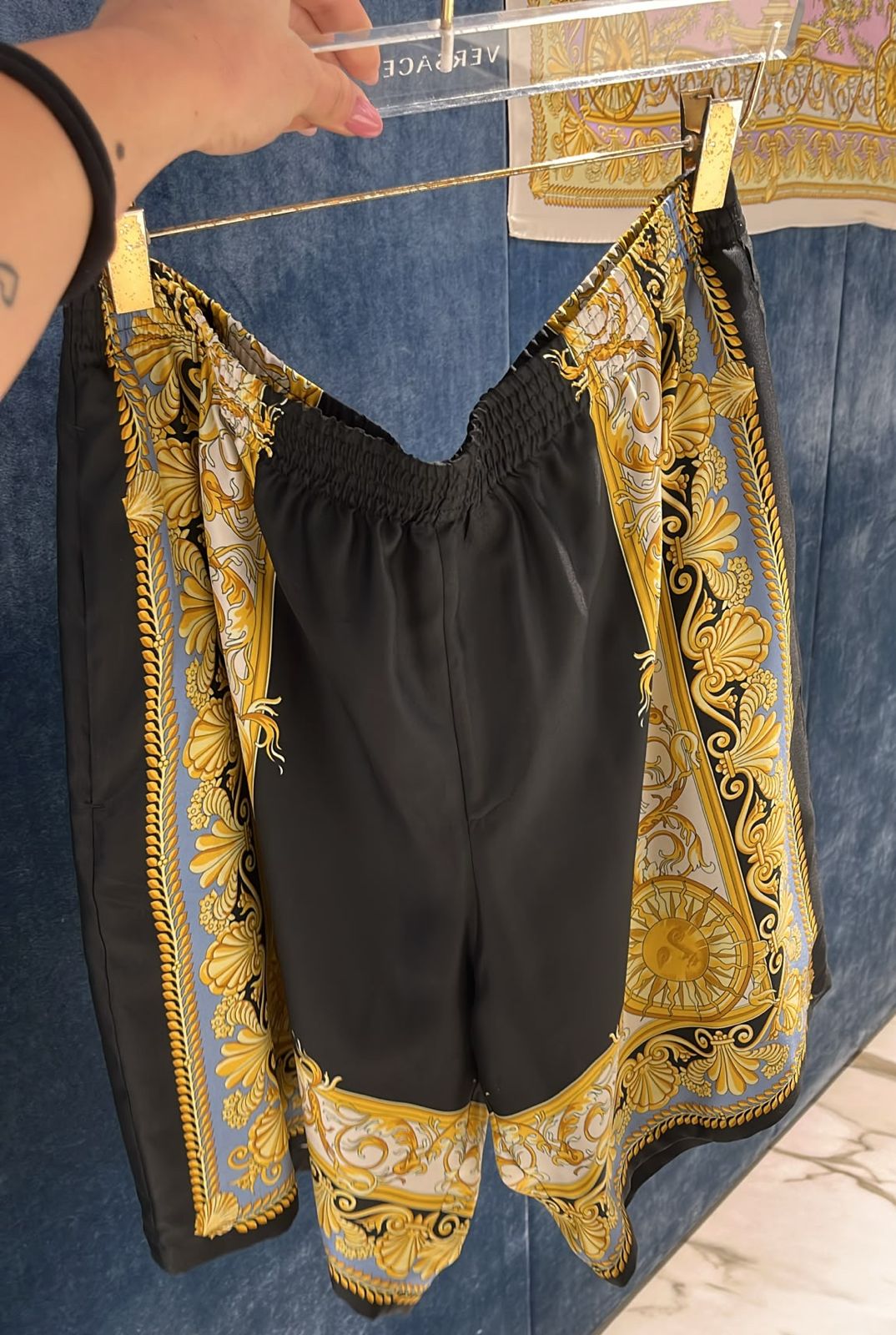 Baroque Print Silk Shorts