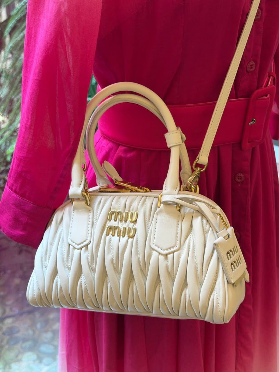 Miu Wander Matelassé Nappa Leather Mini Bag