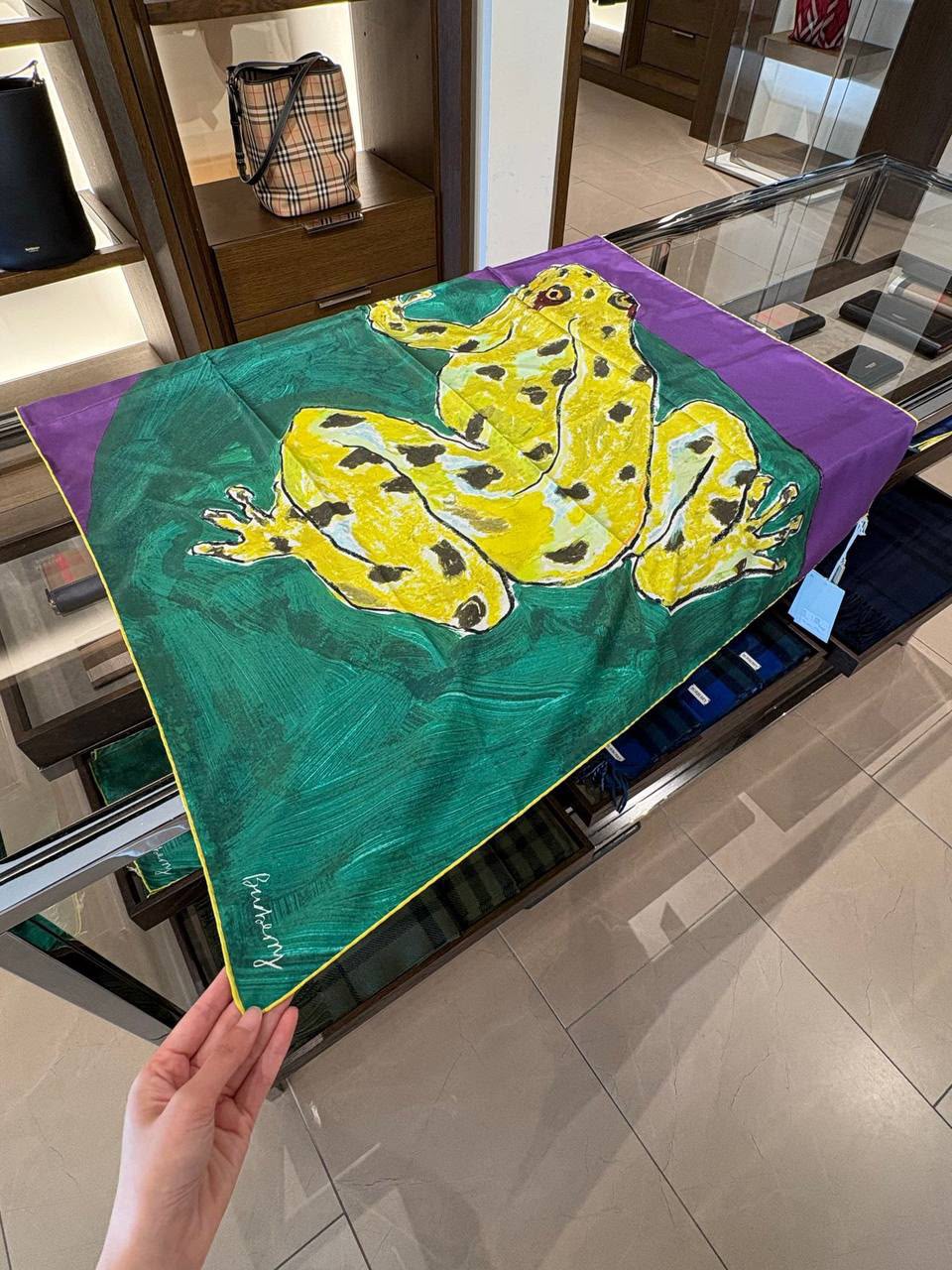 Frog Print Silk Square Scarf