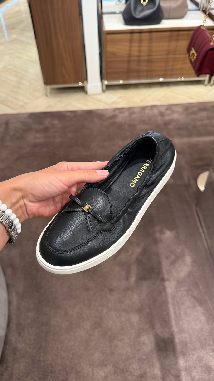 Ferragamo Gancini Bow Slip-On Sneaker