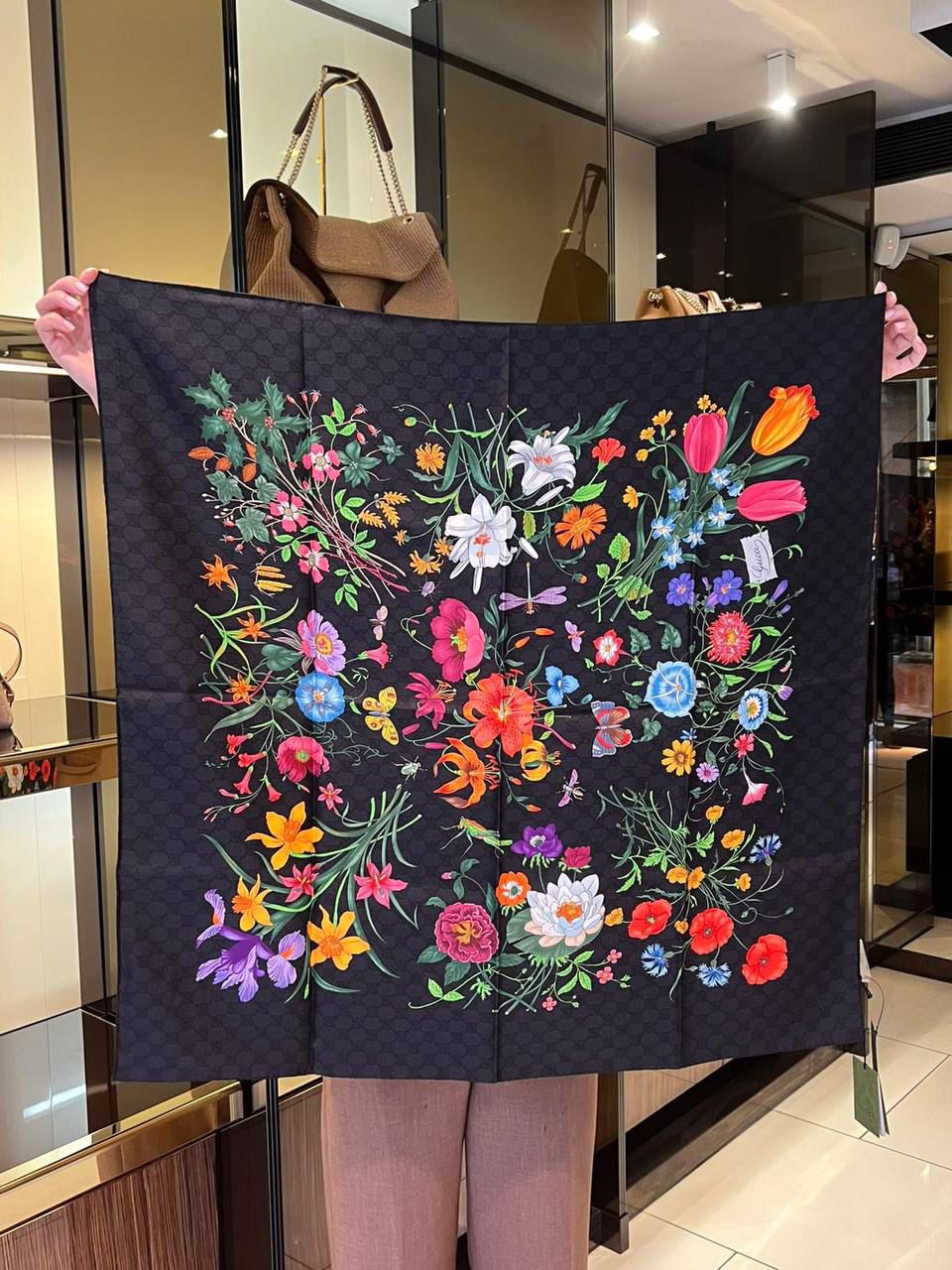 Flora Print Silk Scarf