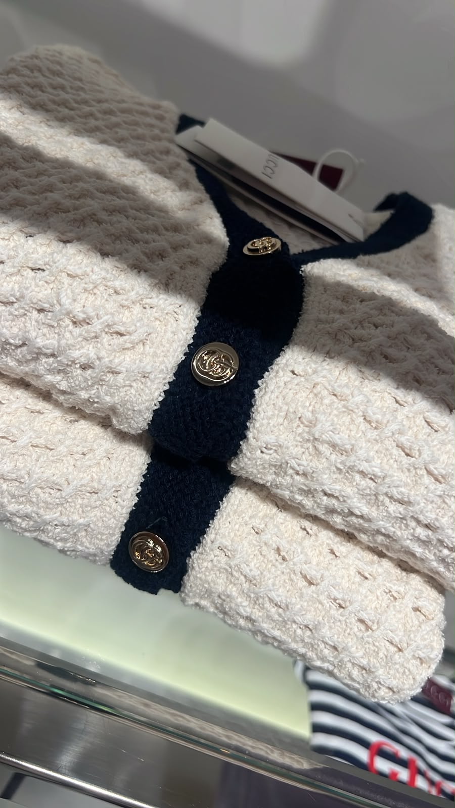 Textured Knit Cardigan with Interlocking G Buttons
