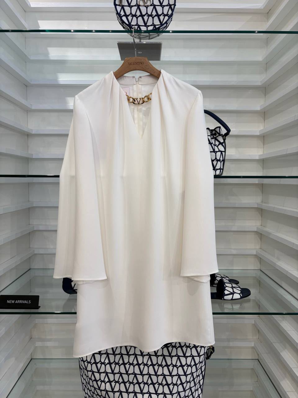 Chain-Embellished Crepe Couture Dress