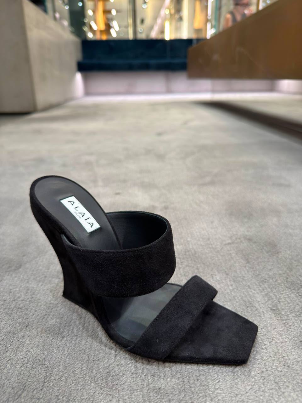 Suede Wedge Mules