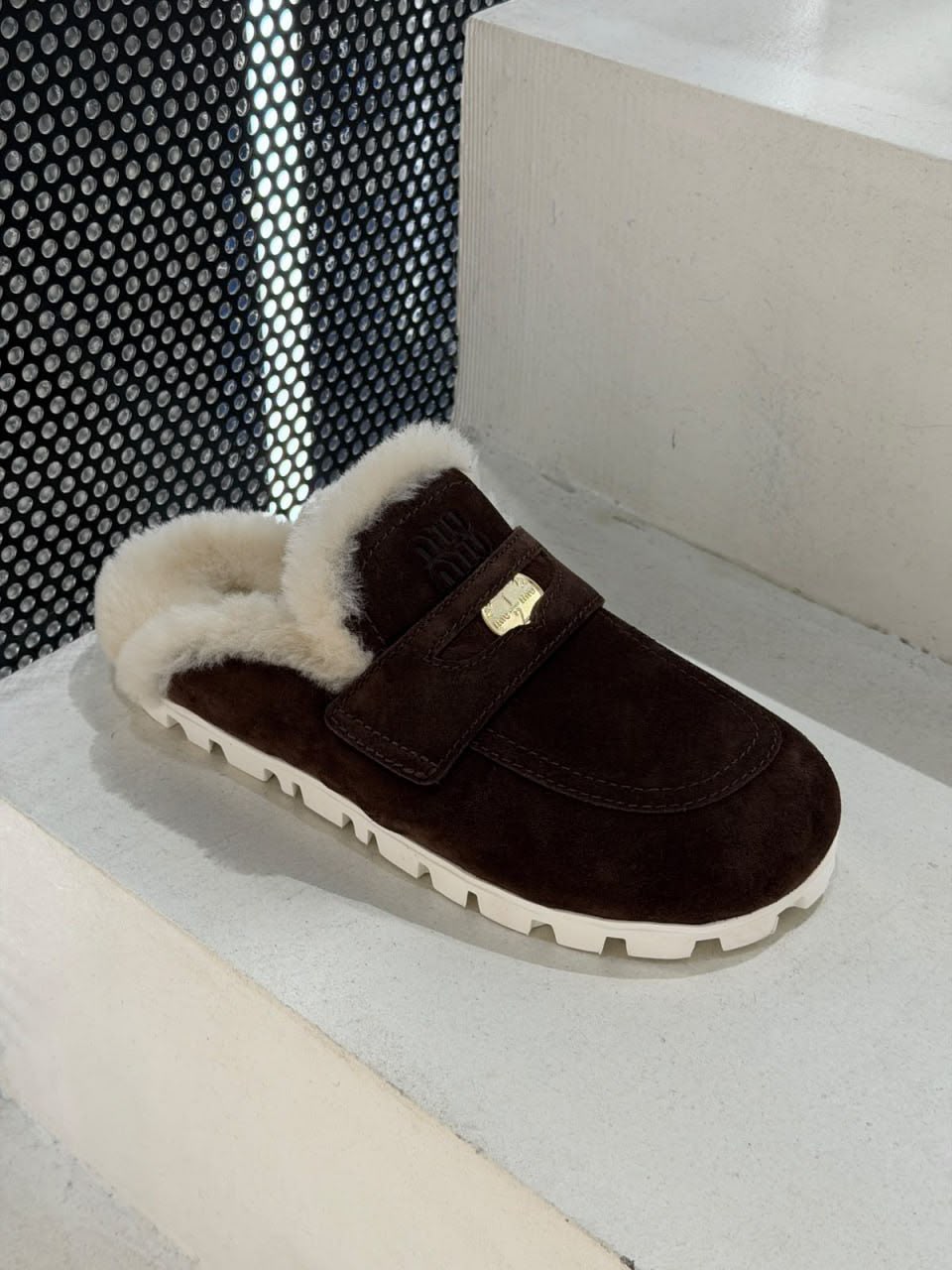 Suede Mules with Shearling