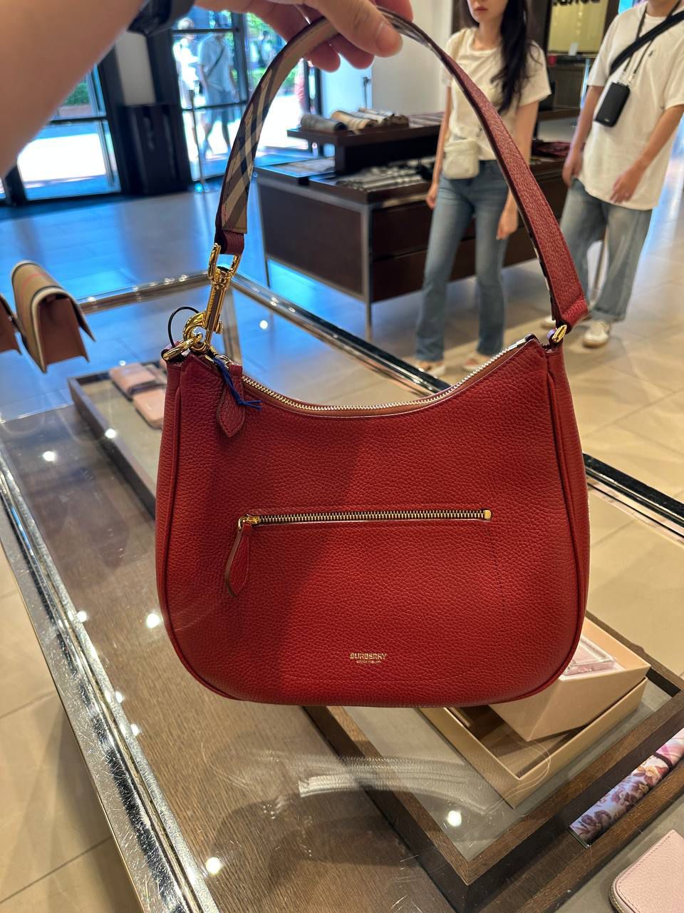 Burberry Small Soft Grain Leather Hobo Bag