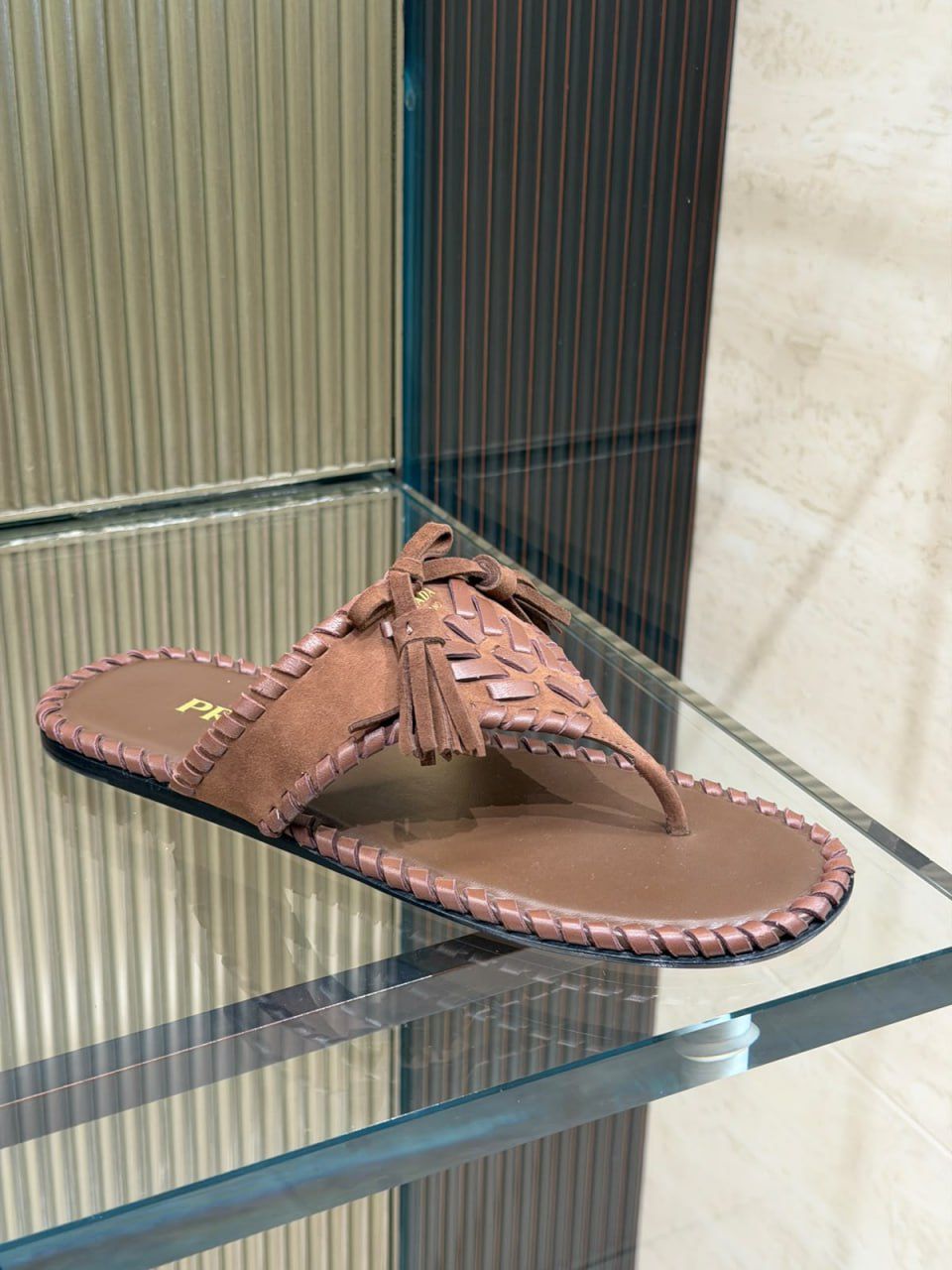 Woven Suede Thong Sandals