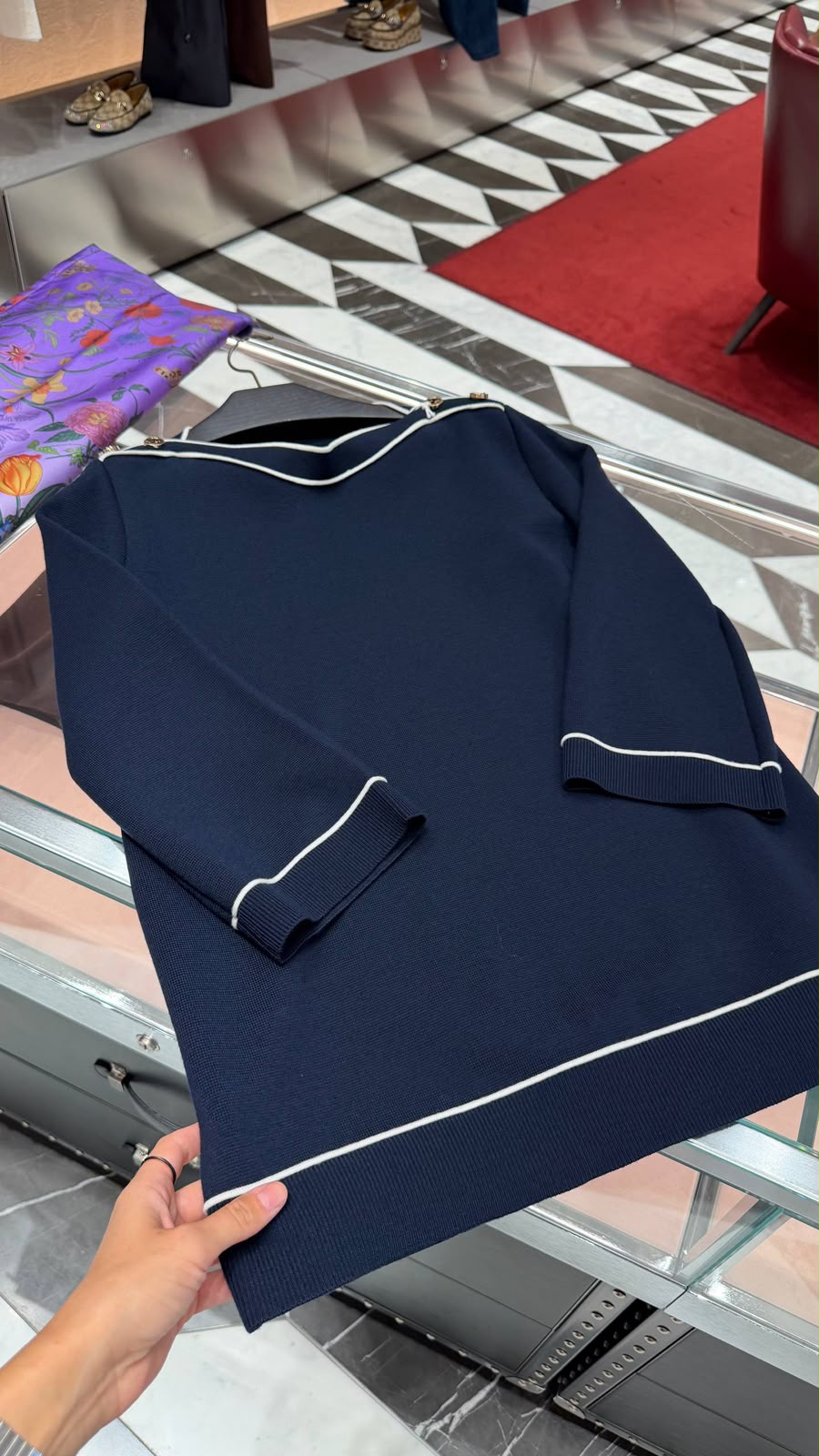 Cotton Knit Top with Buttons