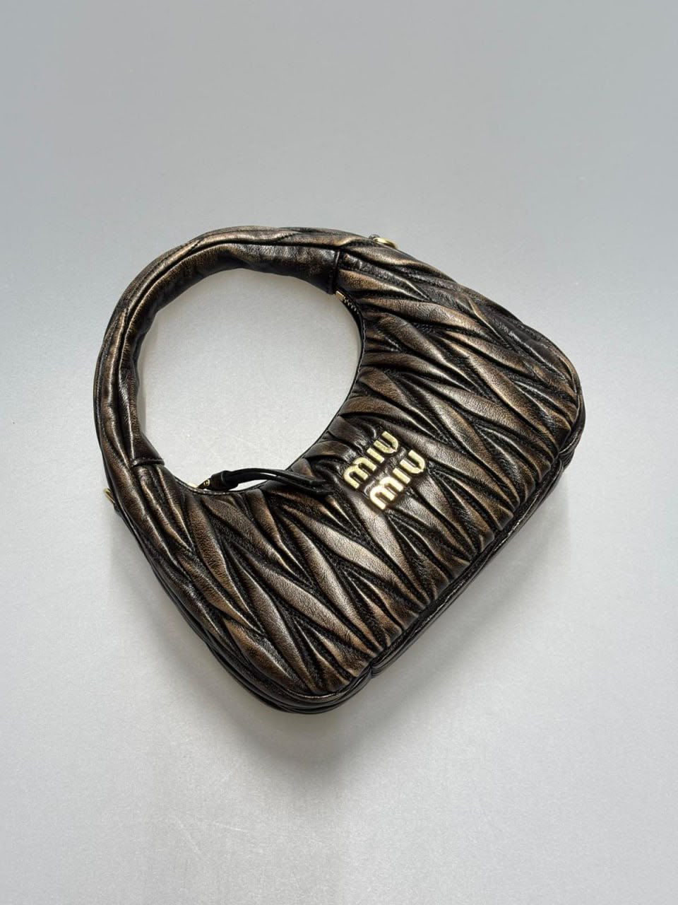 Miu Wander Matelassé Nappa Leather Mini Hobo Bag