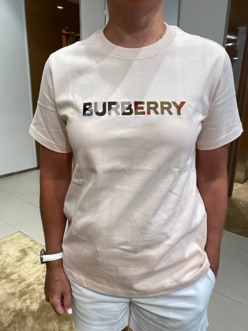 Check Appliqué Cotton T-shirt