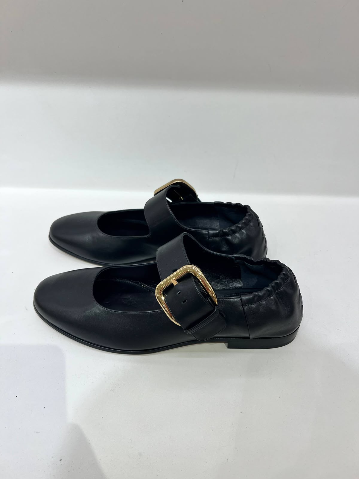 Buckled Leather Mary Jane Flats