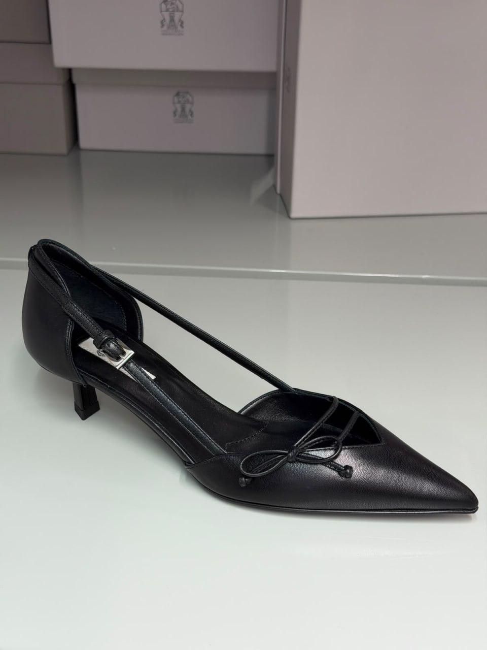 Brushed Leather Slingback Pumps