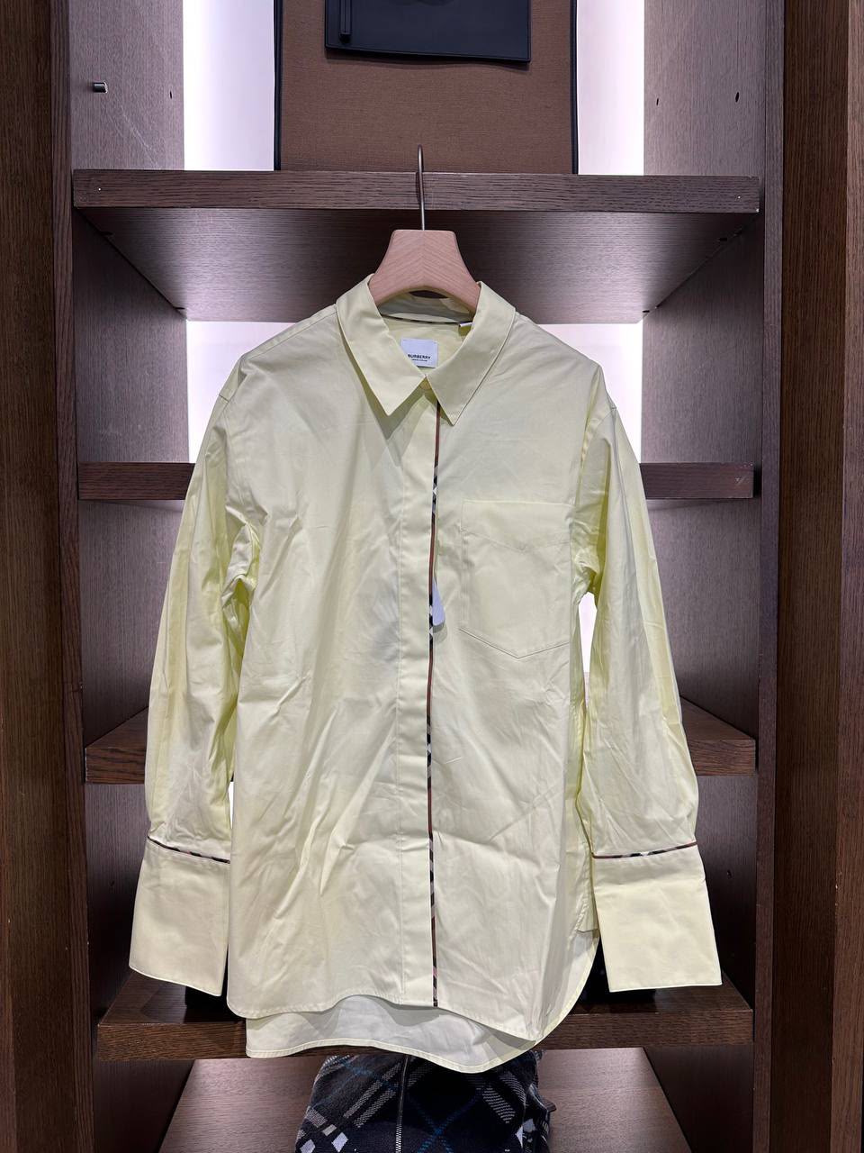 Check Detail Cotton Oversized Shirt