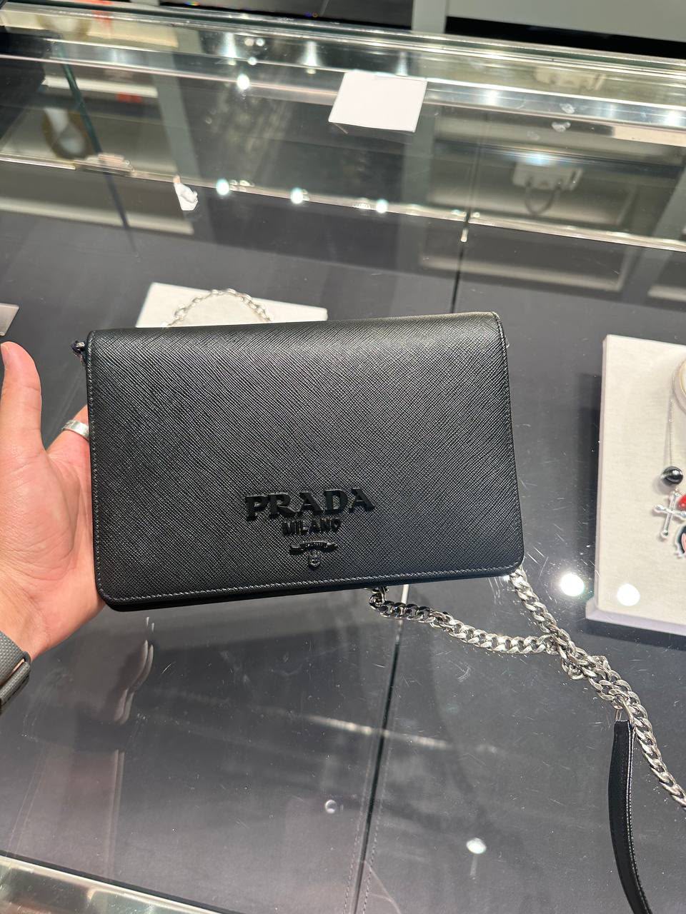 Saffiano Leather Wallet on Chain