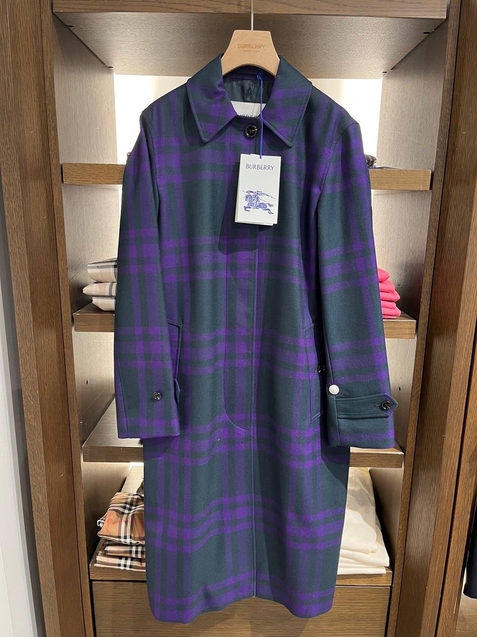 Check Wool Blend Car Coat
